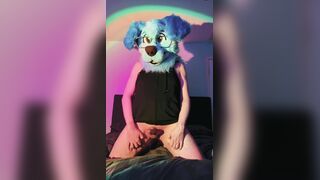Leaking a BUNCH of precum in my fursuit mitts-free-for-all!