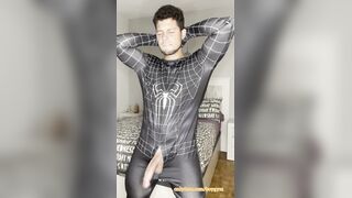 Gigantic Jizz shot with my monstrous lollipop and palms-free-for-all! Spiderman attire