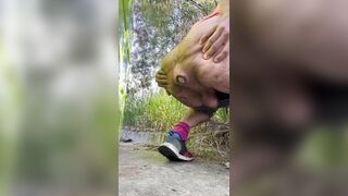 masculine fag tart shovels rock out of its tramp slot