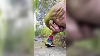 masculine fag tart shovels rock out of its tramp slot