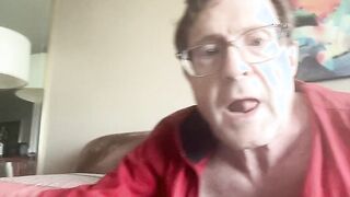 Flashing off for a worshipper: finger butt, wank off, jism in foreskin, grubby chat