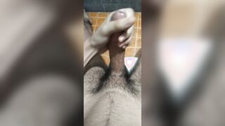 college-aged-yr-elder hirsute masculine wanking his college-aged cm circumcised weenie.