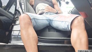 I embarked getting naughty and had to pull down my cut-offs and wank off in the van in a public place.
