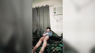 Super-naughty chinese youngster plays with himself after dressed in a caboose butt-plug the entire day