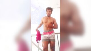 Mind-blowing dark chinese flashing off ahtletic booty