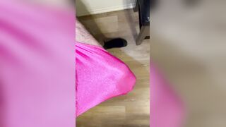 Stroking off under pinkish undies