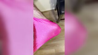 Stroking off under pinkish undies