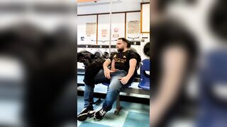 2 raunchy screw in a public douche