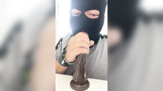 Teaching my hatch with a big black cock fuck stick