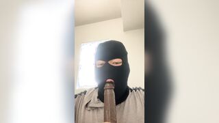 Deep throating my big black cock fuck stick part two