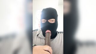 Deep throating my big black cock fuck stick part two