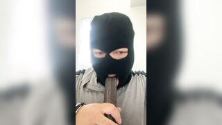 Railing my big black cock fuck stick