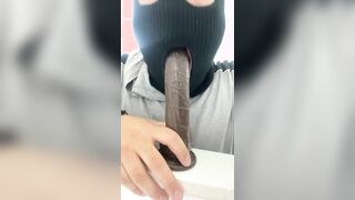 Railing my big black cock fuck stick