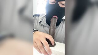 Railing my big black cock fuck stick