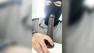 Railing my big black cock fuck stick