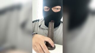 Railing my big black cock fuck stick