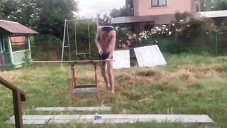 Rimolzovich sawing the board.