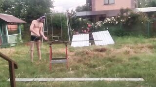 Rimolzovich sawing the board.