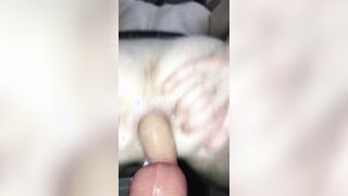 Dude rails a faux-cock in the rest room