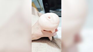 Bighead meatpipe hand job with plaything