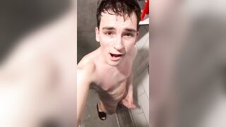 Stroked off at the gym bathroom not attempting to stash it