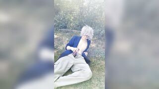ciel zephel examining his enormous knob in public