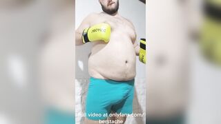 Hairy man boxing nude