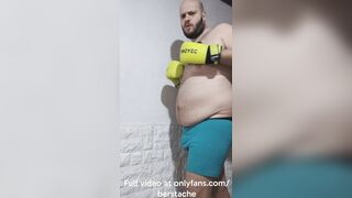Hairy man boxing nude