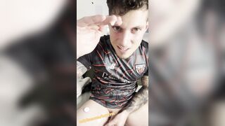 My large hard-on has a jism surprise With Football apparel