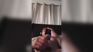 Gangster Dad wanking off and edging in couch