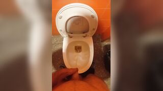 Peeing in a public TOILET