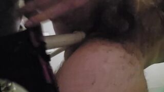 Dressed in step sisters underpants and juggling on couch pillar dry no lubricant