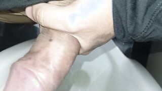 Masculine embarrassment masturbates off in the public wc
