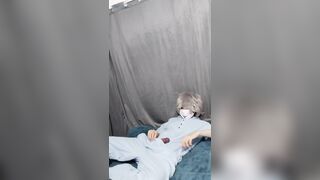 Femboy toying with good-sized pink cigar