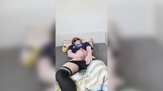 Femboy takes care of his morning chisel