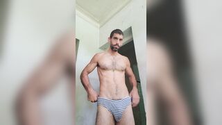 Klaus Joe Yam-sized Muscle Dude Unwrapping Filthy Undergarments