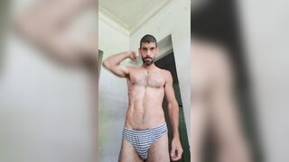 Klaus Joe Yam-sized Muscle Dude Unwrapping Filthy Undergarments