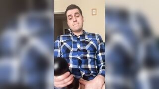 Lovely Fellow Strokes Off, Shoots His Explosion and Slurps His Own Jizm