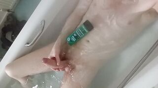 toying wiv ginormous schlong in bathtub