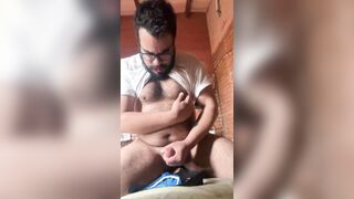 Wooly grizzly Takes A Hefty Jizz Shot While Fur covered