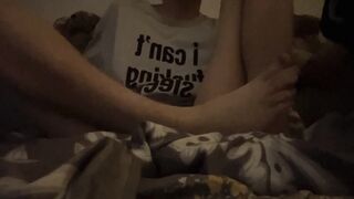 Uber-cute twunk femboy masturbating off solo sole fetish