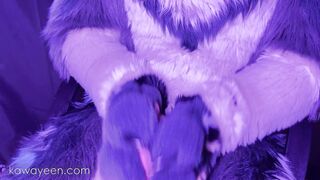Hyena fursuiter masturbates of in total suit