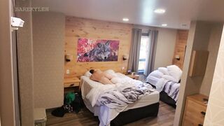 Caught alone in his motel bedroom