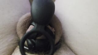 Providing the ball sack a soft jostle and rubdown