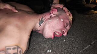 Mattew gets coated in slobber by Mater Giacon and Orlando