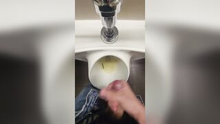 Public wc jack off in urinal uncircumcised enormous sausage school lad getting off