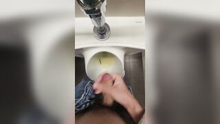 Public wc jack off in urinal uncircumcised enormous sausage school lad getting off