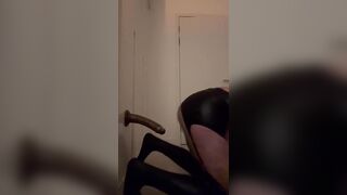 Femboy romps a faux-cock