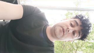 Smoking outdoor and flashing nutsack and delicate uncircumcised beef whistle