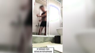 Highly fur covered gorilla boy taking a douche - my uncensored vids are on ONLYFANS